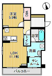 ミライエ・シリウス West 1LDKの間取図画像