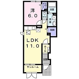 サンフローラA 1LDKの間取図画像