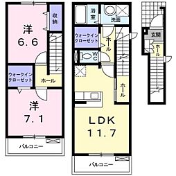 ディライト一番町 2LDKの間取図画像