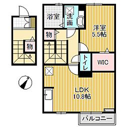D-room芹川 1LDKの間取図画像