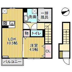 リエゾンシュシュ 1LDKの間取図画像