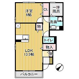 D-room小矢部A 1LDKの間取図画像