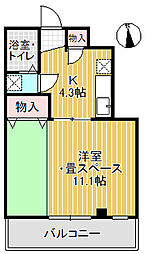 ラポール千代 1Kの間取図画像