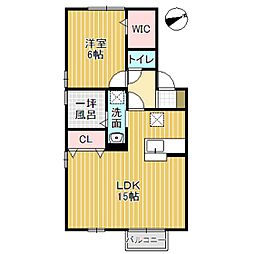 ラ・ビュー六番館 1LDKの間取図画像
