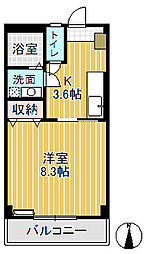 メゾンエクセル 1Kの間取図画像