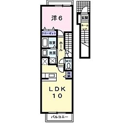 ブルーメ 1LDKの間取図画像