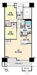 レーベンリヴァーレTODATOWER 2LDKの間取図画像