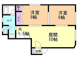 アーバン入船 2LDKの間取図画像