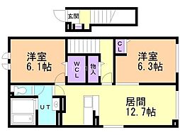 ぺリエールI 2階2LDKの間取り