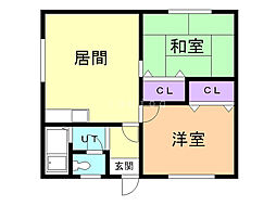 第2大島アパート 2LDKの間取図画像