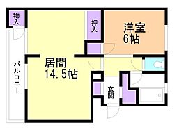 リバティア奥沢 1LDKの間取図画像