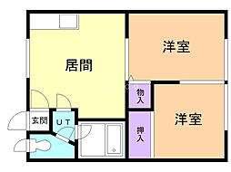 星風大和ハイツ 2DKの間取図画像