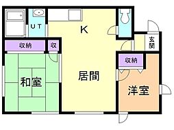 コーポみかみ2号 2LDKの間取図画像