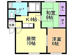 コーポながはし 2LDKの間取図画像