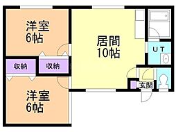 シティ稲穂 2LDKの間取図画像