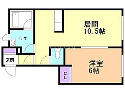 ライフコート黒川5 1LDKの間取図画像