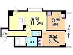 カマールよいち 2LDKの間取図画像