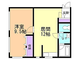 マンション三上 1LDKの間取図画像