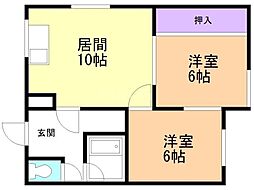 マンション福田 2LDKの間取図画像