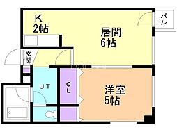 アップルハイム船見坂 1LDKの間取図画像