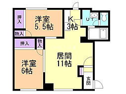 メゾン・ド・和光3号棟 2LDKの間取図画像
