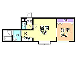 建彩家 1DKの間取図画像