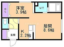 スカイピア 1LDKの間取図画像