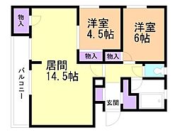 リバティア奥沢 2LDKの間取図画像