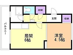 新光ハイツ 1DKの間取図画像