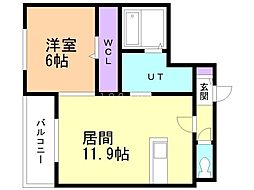 シティコート花園 1LDKの間取図画像