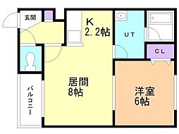 メルクリウス 1LDKの間取図画像