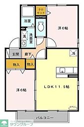 フェニックスＦ 1階2LDKの間取り