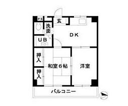 JR総武本線 都賀駅 徒歩13分の賃貸マンション 3階2DKの間取り