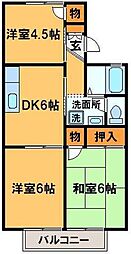 ヴィラ・モデルナA 3DKの間取図画像