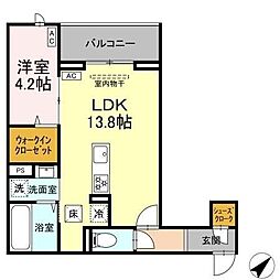 ＣＬＡＳＳＥＵＭ都賀 206 2階1LDKの間取り
