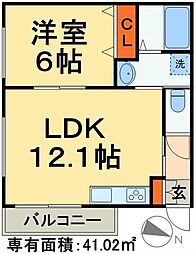 メゾン萩台 1LDKの間取図画像