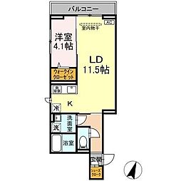 D-SOLACE祐光 A 1LDKの間取図画像