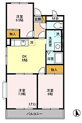 ヴェルドミール都町 3DKの間取図画像
