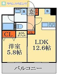 MAJESTIC千葉みなと 1LDKの間取図画像