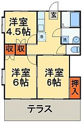 コトブキハイツ 3DKの間取図画像