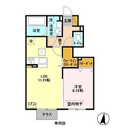 アンリッシュ 1LDKの間取図画像