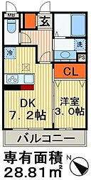 エヴァーラスティング千葉 1DKの間取図画像