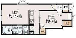 コネクトパーク花園町 1LDKの間取図画像