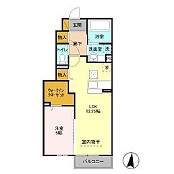 クオーレ 1LDKの間取図画像