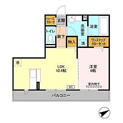 カメリア 1LDKの間取図画像