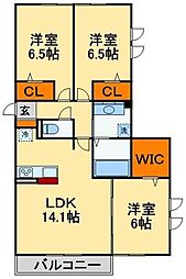 ウイーブ・ヴイオラ 3LDKの間取図画像
