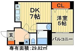 エクセレントコート千葉新宿 1LDKの間取図画像