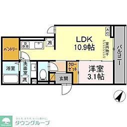 D-ROOM汐見丘α 1LDKの間取図画像
