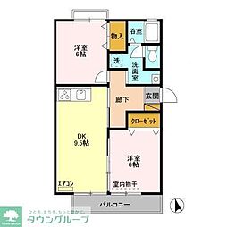 ウィステリアおゆみ野A 2DKの間取図画像