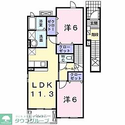 ソレイユ・ルヴァン2 2LDKの間取図画像